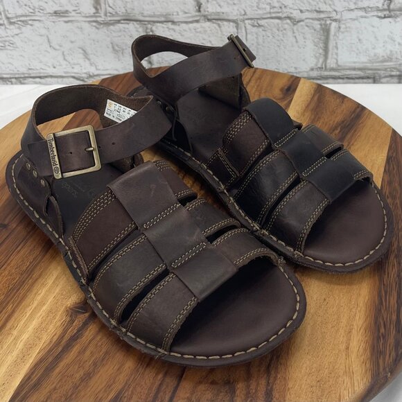 Timberland Earthkeepers Mens Sz. 7 Brown Leather Fisherman OpenToe Sandals 5146A main image 11